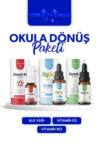 Okula Dönüş Paketi ( Vitamin D3 Kids, Vitamin B12 Sprey, Alg Yağı Omega-3)